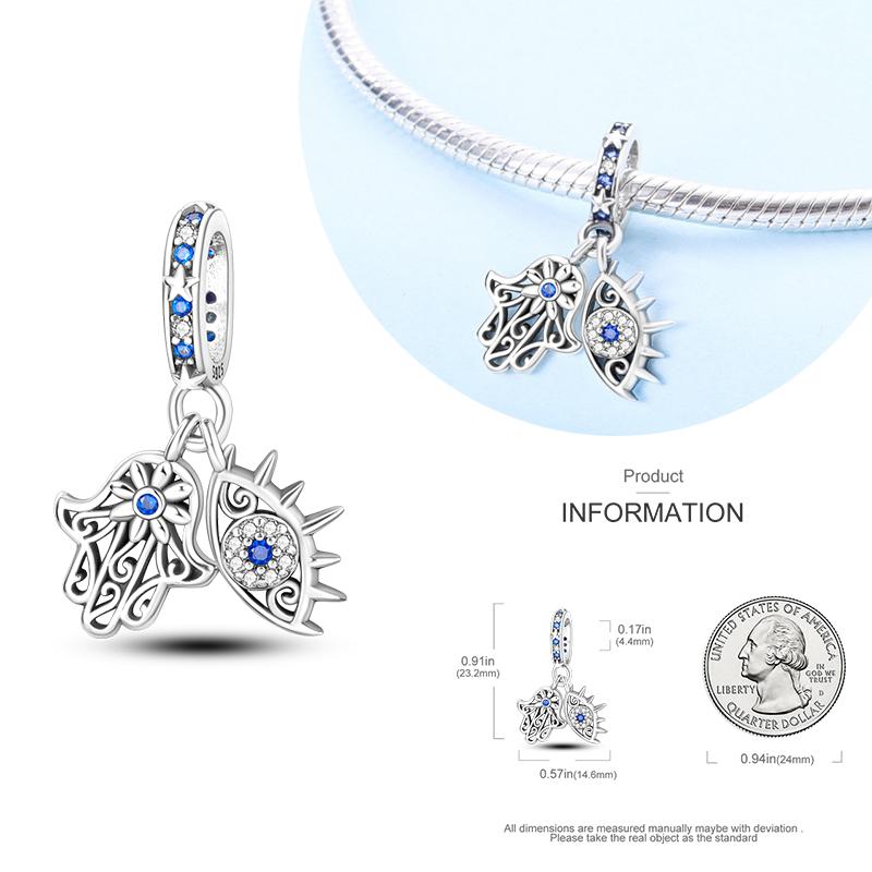 Copper Blue Eyes And Palm Charms Crucifixion Beads Women Girlfriends Jewelry Gift