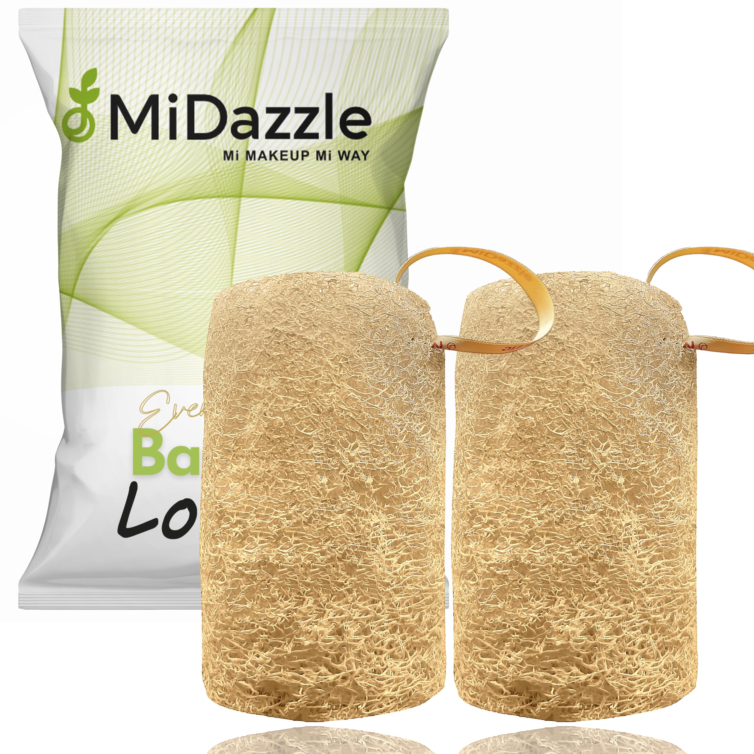 Midazzle 100% Натуральная мочалка-скраб для тела для ванны (Длинная) (Упаковка из 2 шт.)