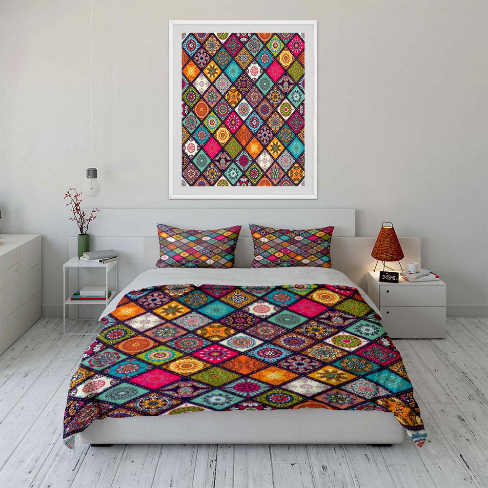 Colorful Geometric Mandala Set Bedding Duvet Cover Set Duvet Cover Pillowcases (1 * Duvet Cover 2 * Pillowcases, without duvet insert)