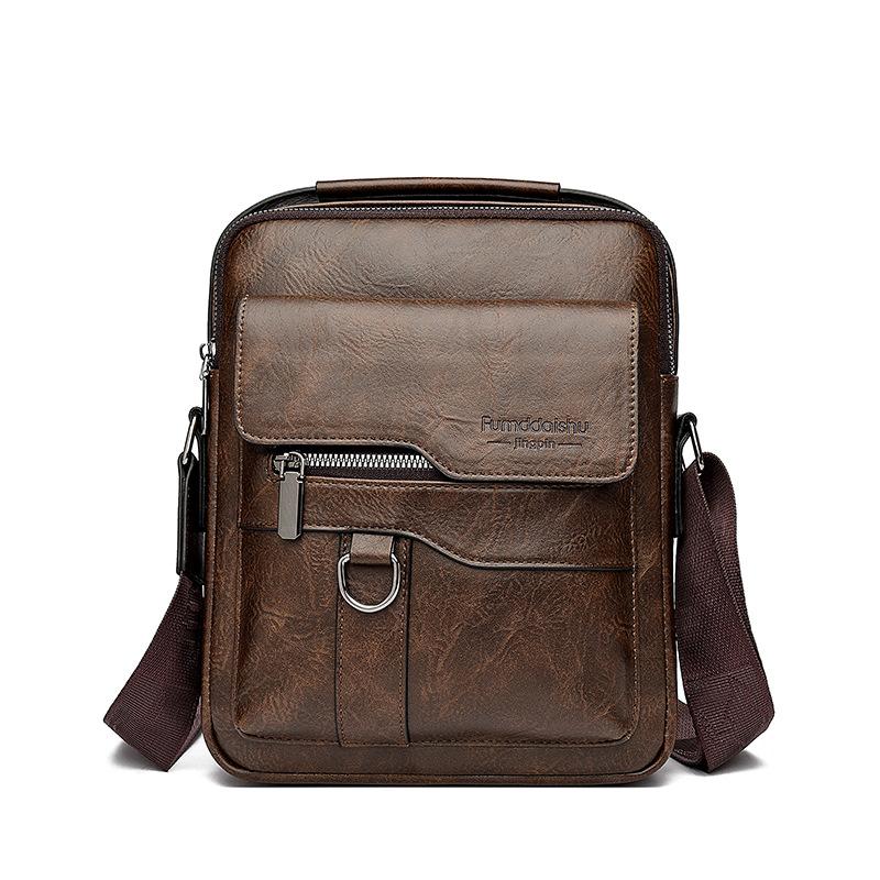 New Messenger Bag Men's Shoulder Bag Retro Vertical Portable Business Men's Bag Casual Men's Leather Bag Satchel