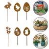 Outdoor Bunny Egg Silhouette Iron Garden Ornament for Hanging Basin Landscape For PlugIn Compatible Decoration