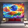 Wide Wall Tapestry Dory Nemo Clownfish and Sea Turtle Swimming Under Blue Orange Light, Vibrant Reef, Decor for Adult Bedroom Fan Collector