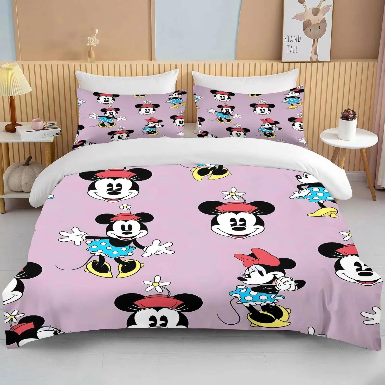 

Minnie Mouse Bedding Sets Soft Comforter Cover Bed Cover Duvet Cover Pillow Case 2-3 Pieces Sets Bedroom Decoration AU King 245x210cm