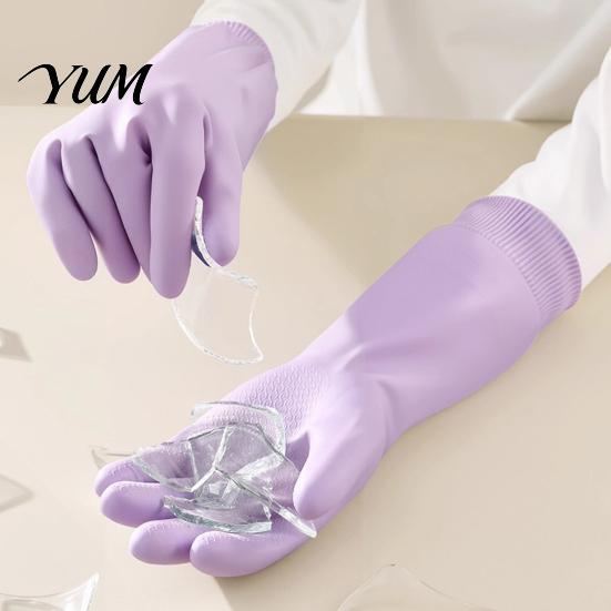 Thickened Velvet Cleaning Gloves Fleece Lined Dishwashing for Housework, Waterproof PVC Rubber Gloves, Anti-slip Housework Grip Warm Lining