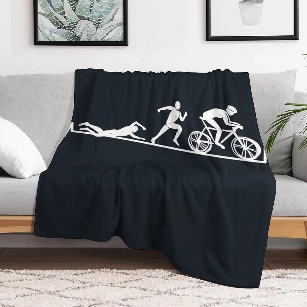 TRIATHLON Herzschlag Schwimmen Radfahren Laufen Liebhaber Wurfdecke Modernes Design Weiche Decke für Heimdekoration