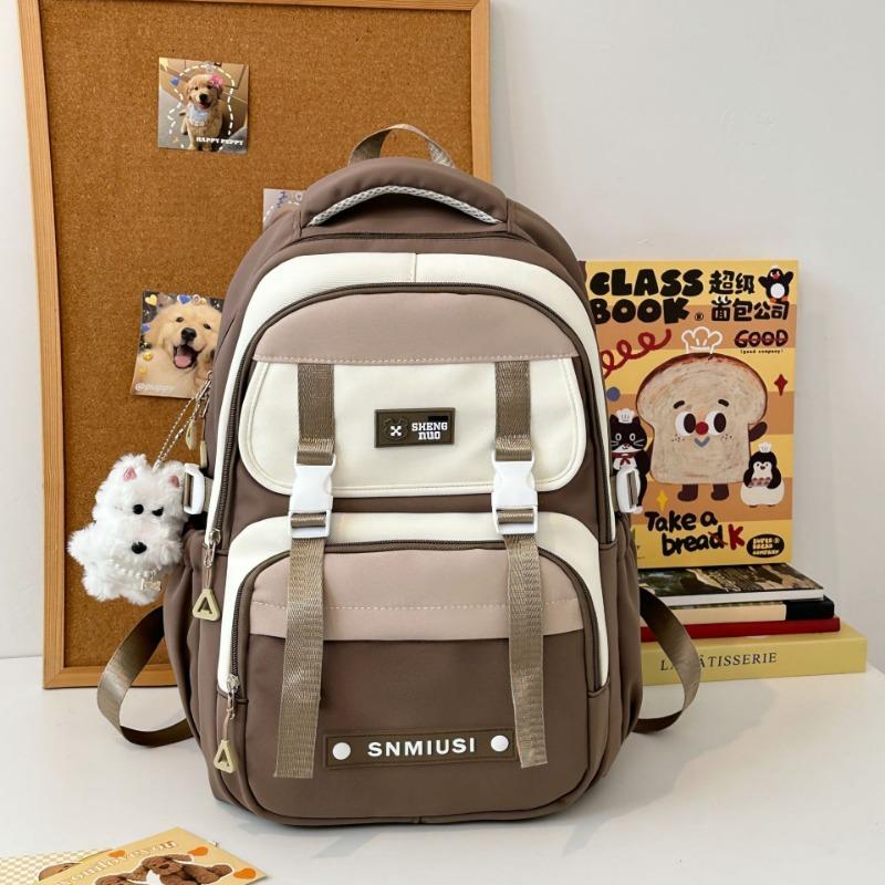High-value Burden-reducing Schoolbag Female College Student, Contrasting Color Large-capacity Backpack Male Junior High School Niche Backpack