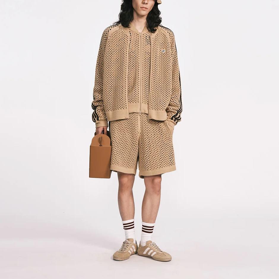 Adidas X Edison Chen Pantaloni Scurți Croșetați Maro Unisex Streetwear JD7114