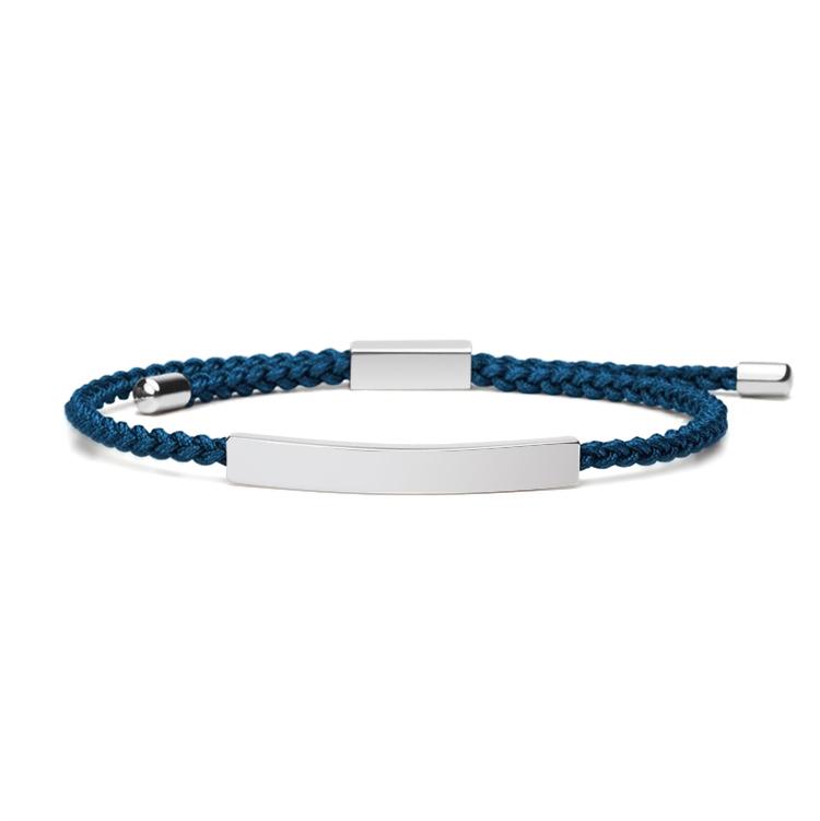 Stainless Steel Accessories and 2mm Adjustable Braided Rope Custom LOGO Men Bracelet