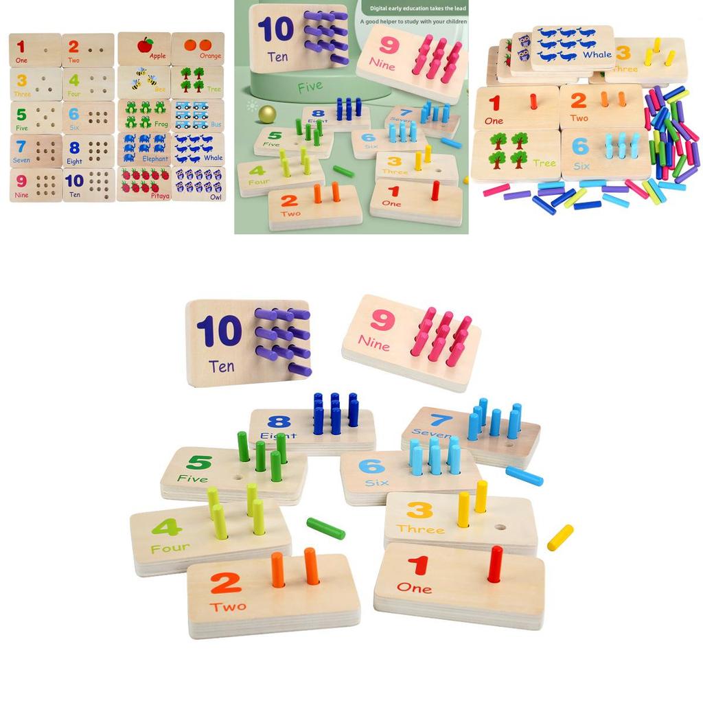 Wooden Montessori Math Learning Stick Color Recognition Matching Board Educational Toy For Early Childhood