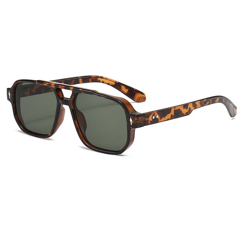 New European and American Retro Double-Beam Men's Square Sunglasses - Fashionable for Driving and Business