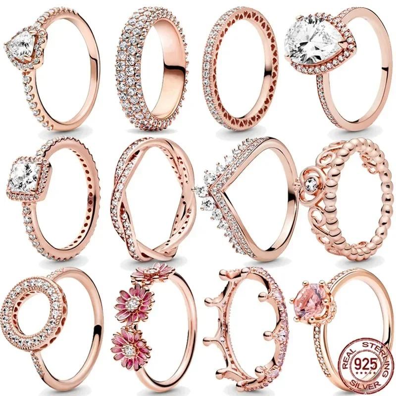 New 925 sterling silver classic sparkling ring exquisite women's light luxury pendant ring decoration birthday gift