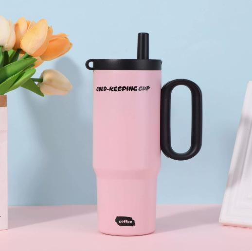 Big Mac Bingba Cup Stainless Steel Thermos Cup Large Capacity Portable Macaron Straw Cup