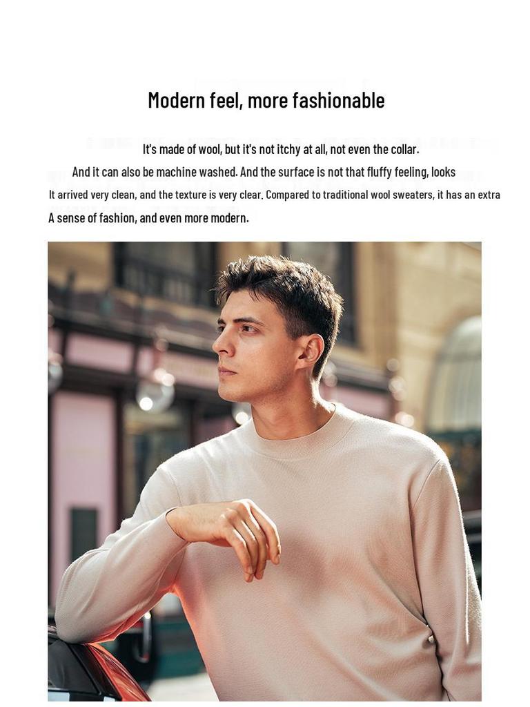 Men's Thickened Wool Sweater, Machine Washable, Solid Color - W9310 (Autumn/Winter)