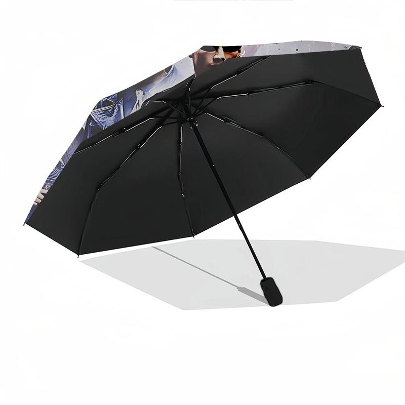 1pc Matrix Keanu Reeves Automatic Folding Umbrella - Compact 8-Rib Design, Durable Plastic & Iron1191L