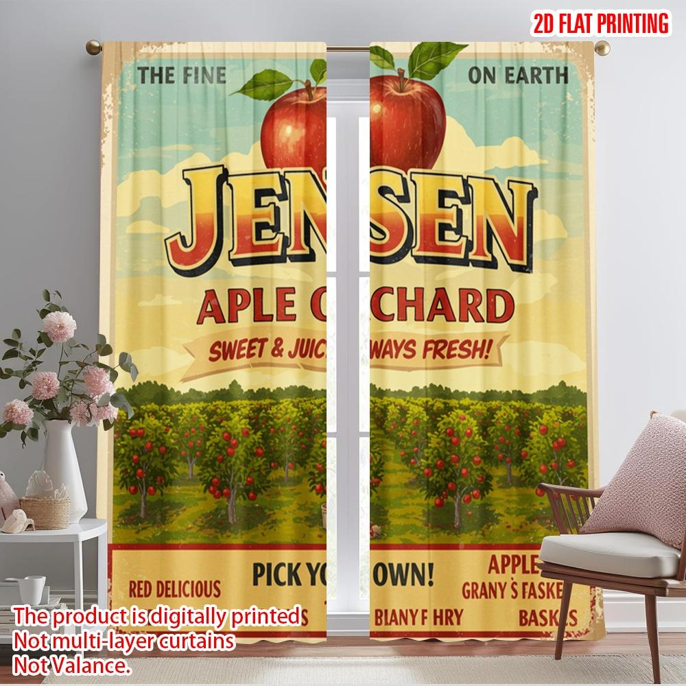 

2pcs 2D flat printing Curtain Jensen Apples Orchard Fresh Fabric Without Electricity All Season Party & Holiday Decor Perfect 52.50×116.00 CM 2pcs