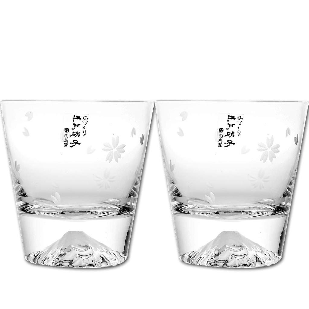 Fuji Fuji Glass Sakura Fuji Rock Glass Pair Set Set of 2 Edo Glass Fuji [Mt. Glass] [Tajima Glass] Mt. TG16-015-RS Mt. Mt.