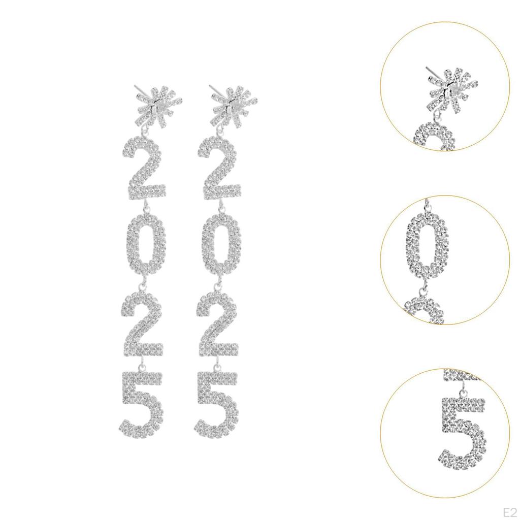 Frohes Jahr Ohrringe Tropfen Strass Hänger Handgefertigt Buchstaben
