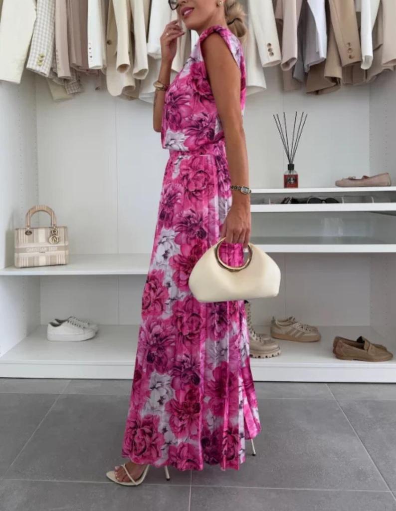 2025 Women's Fashion Set: Sleeveless Round Neck Top & Pleated Wide-Leg Pants