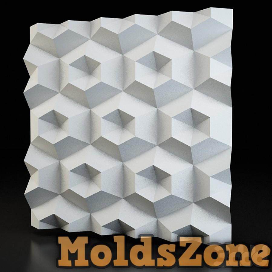 3D Wall Panel Mold for Gypsum, Plaster or Concrete Tile for Decorative Wall Panels 'Diamonds'