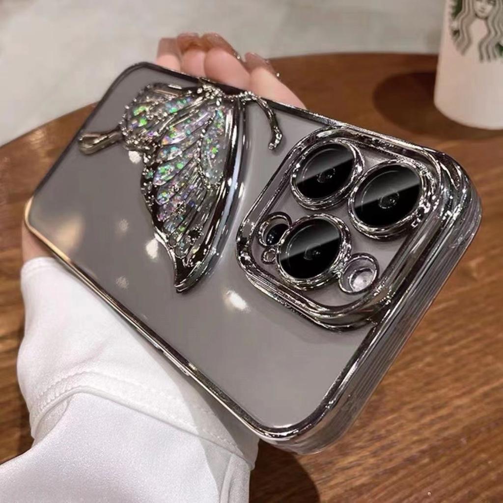 Electroplating Dream Butterfly Quicksand IPhone 16 Mobile Case Gradient Glitter Powder Applicable To Apple 15 ProMax Protective Case for Women