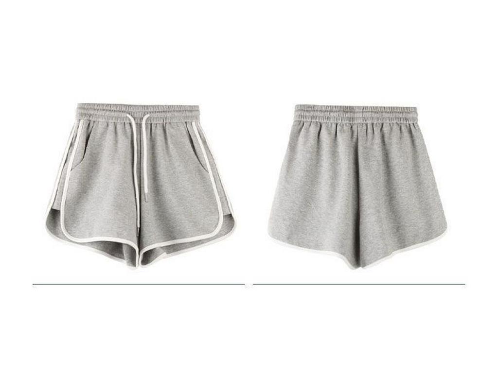 Women's Gray Casual Elastic Waist Shorts - Summer Wide-Leg Hot Pants, Versatile and Trendy Five-Point Sports Wear