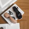 Wood grain heightened platform sandals women's summer new cover toes casual outer wear beach shoes retro Roman cool slippers