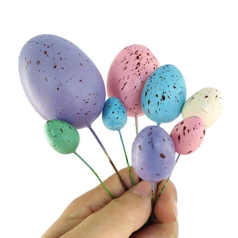 20Pcs Easter Foam Eggs Handmade Art Ornament Decorative Crafts Supplies for Children Adults DIY Photo Props