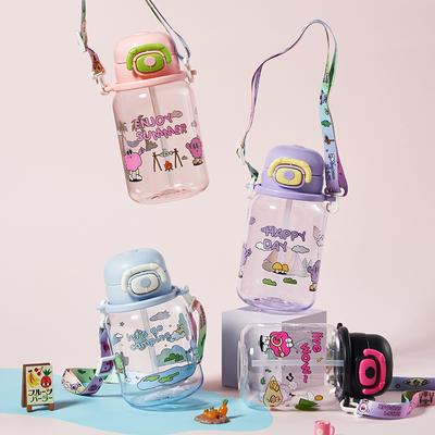 Cartoon Kinderwasserbecher, Schüler Niedlicher Strohbecher, Sommer Tragbarer Plastikbecher, Fallfester und Tragbarer Becher