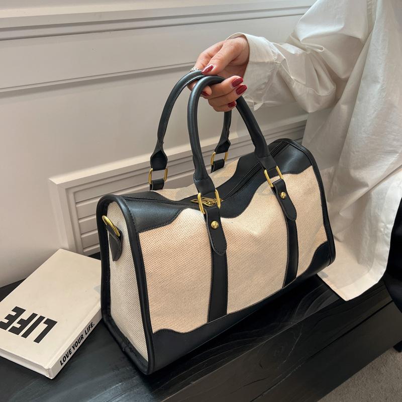 Vintage Boston Canvas Handväskor Dam Stor Kapacitet Rese Messenger Väskor Mode Casual Dam Axelväska