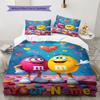 M&M's Custom Name Pattern Bedding,Quilt Set Quilt Cover Pillowcase Home Birthday Gift(1 * Duvet Cover + 2 * Pillowcase, Without Core)
