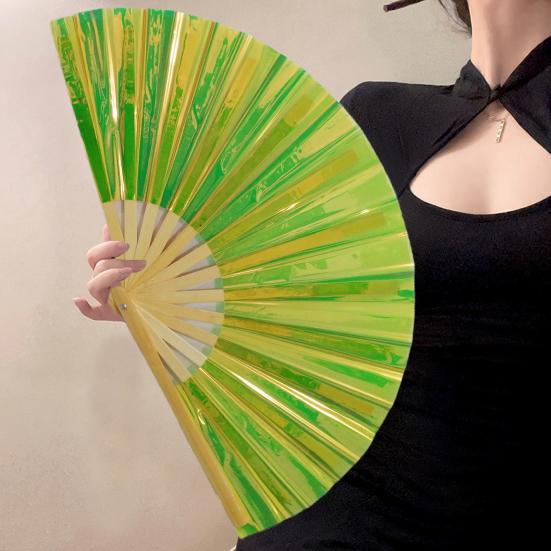 Folding Fan Colorful Handheld Fan with Bamboo Bones for Festivals Rave Parties Performance Home Decoration
