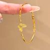 Korean Exquisite Golden Butterfly Bracelet for Women Light Luxury Shiny Zircon Elegant Bangle Party Banquet Charm Jewelry Gift