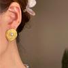 Punk Warp Round Big Ball Metal Stud Earrings For Women Classic Vintage Gold Color Pierced Earrings Steampunk Jewelry