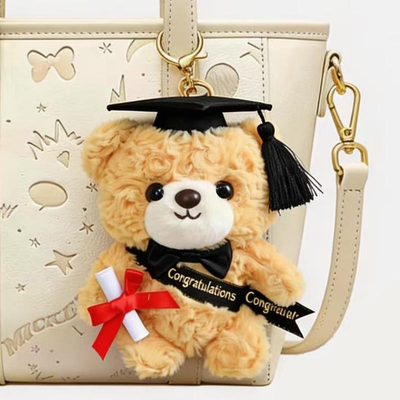 15cm Graduation Bear Plush Toy Cute Teddy Bear Pendant Soft Doll Boys Girls Students Graduation Gift Mini Car Bag Decoration