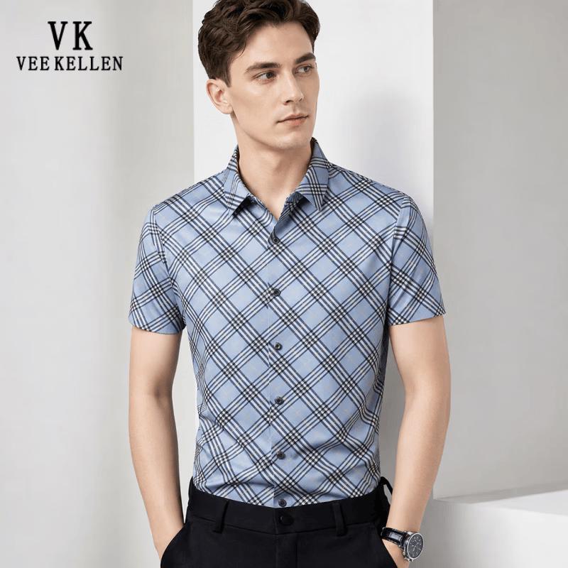 VEE KELLEN Men s Short-Sleeve Casual Shirt L