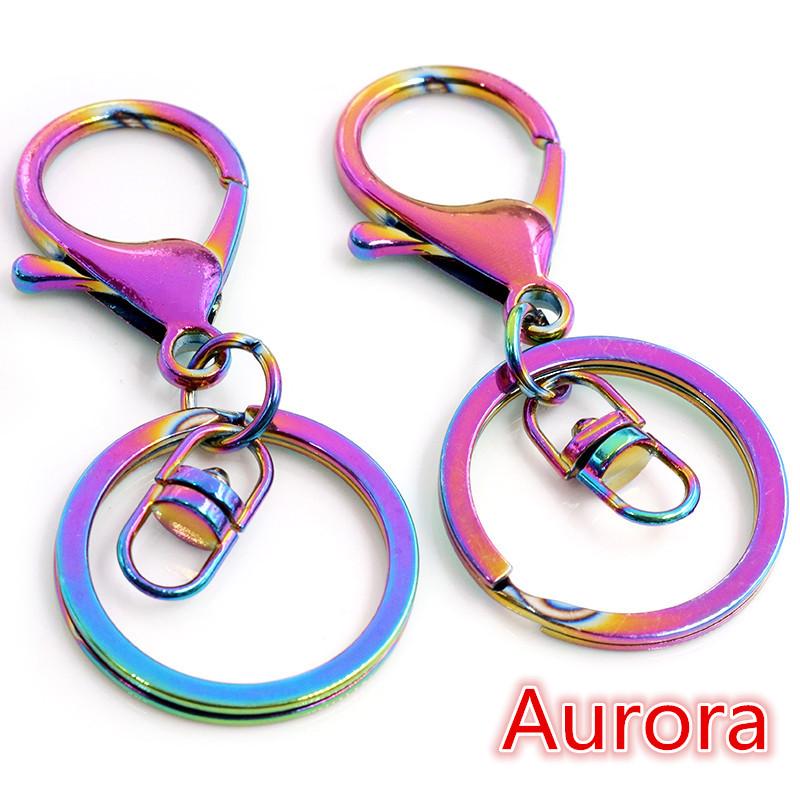 5pcs Multi-colors DIY Keychain Accessories Lobaster Clasp Hooks with 30mm Kring Ring Connector for DIY Pendant Jewelry Making