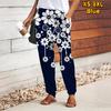 Women Flower Printing Pants Lace Up Elastic Waist Loose  Trousers Casual Long Pants Trousers with Pockets