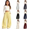 Girls Color Elastic Waist Loose Fit Casual Pants for Everyday Wear