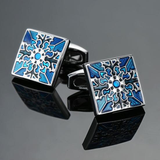 1 Pair Enamel Polishing Retro Pattern Men Cufflinks Electroplating Wear-resistant Shirt Cuff Buttons Clothing Accessories