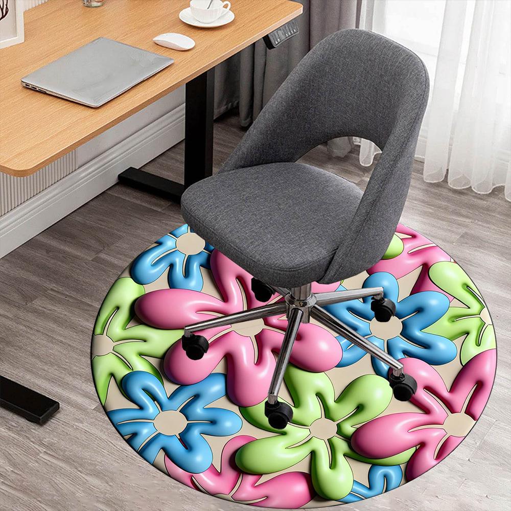 

1pc Flower Pattern Round Chair mat office Area Rug - Non-Slip, Floor Mat for Office, Bedroom, Ideal home decor gift p0105106 80cm