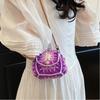 Leisure Mini Crossbody Bag Sweet Flower Pearl Buckle Shoulder Bag Bohemian Style Crochet Bag Women