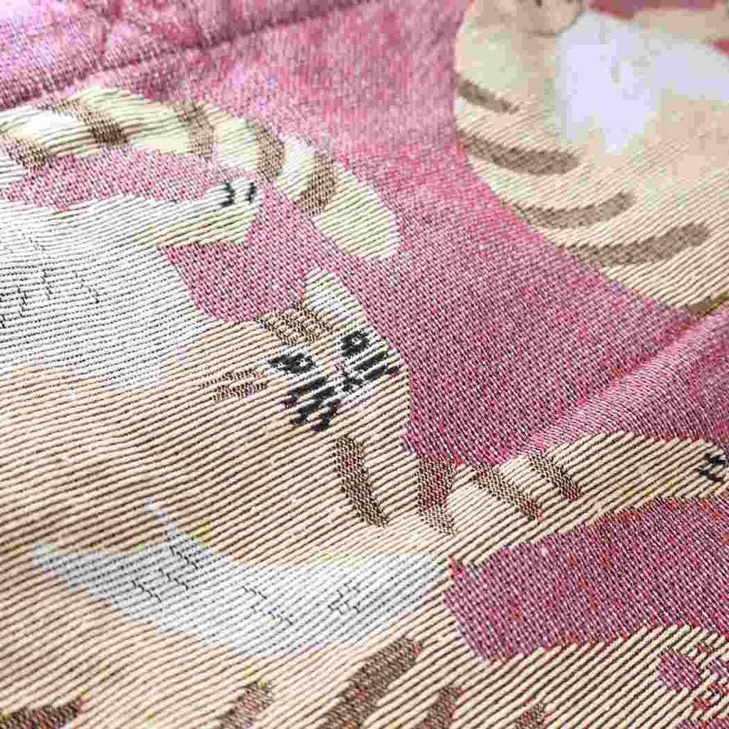 Friends Hill Ouaf Ouaf & Miaou Marché Jacquard Tote Bag, Tiger Cat Design, 911628