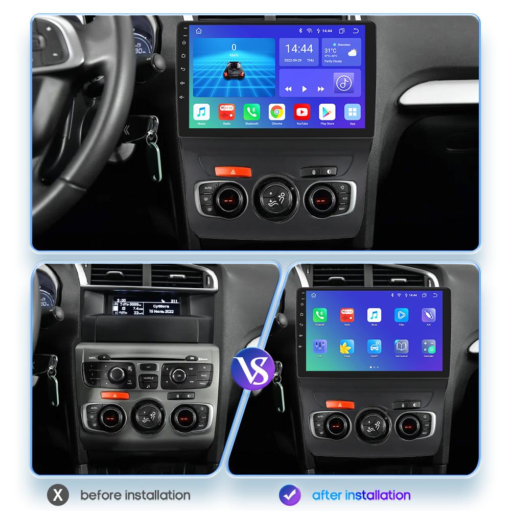 Hizpo 8G 128G 2Din Android 12 Car Radio for Citroen C4 2 B7 2013 2014 2015 2016 Multimedia Video Player Stereo RDS Nav GPS Bluetooth  RDS DSP DVR Cam