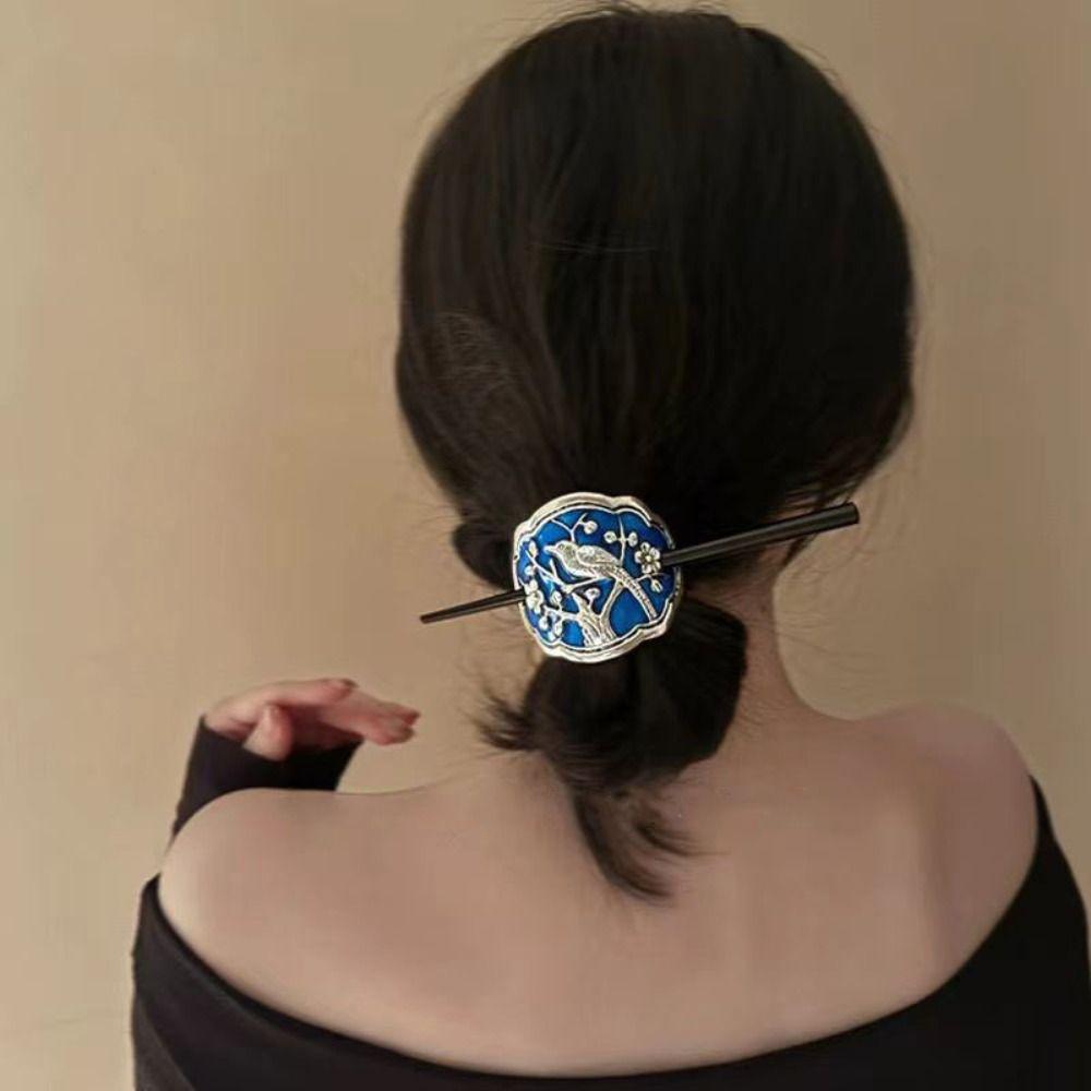 Magpie Retro Enamel Hairpin Ethnic Style Hair Accessories Hair Sticks for Long Hair  Decoration