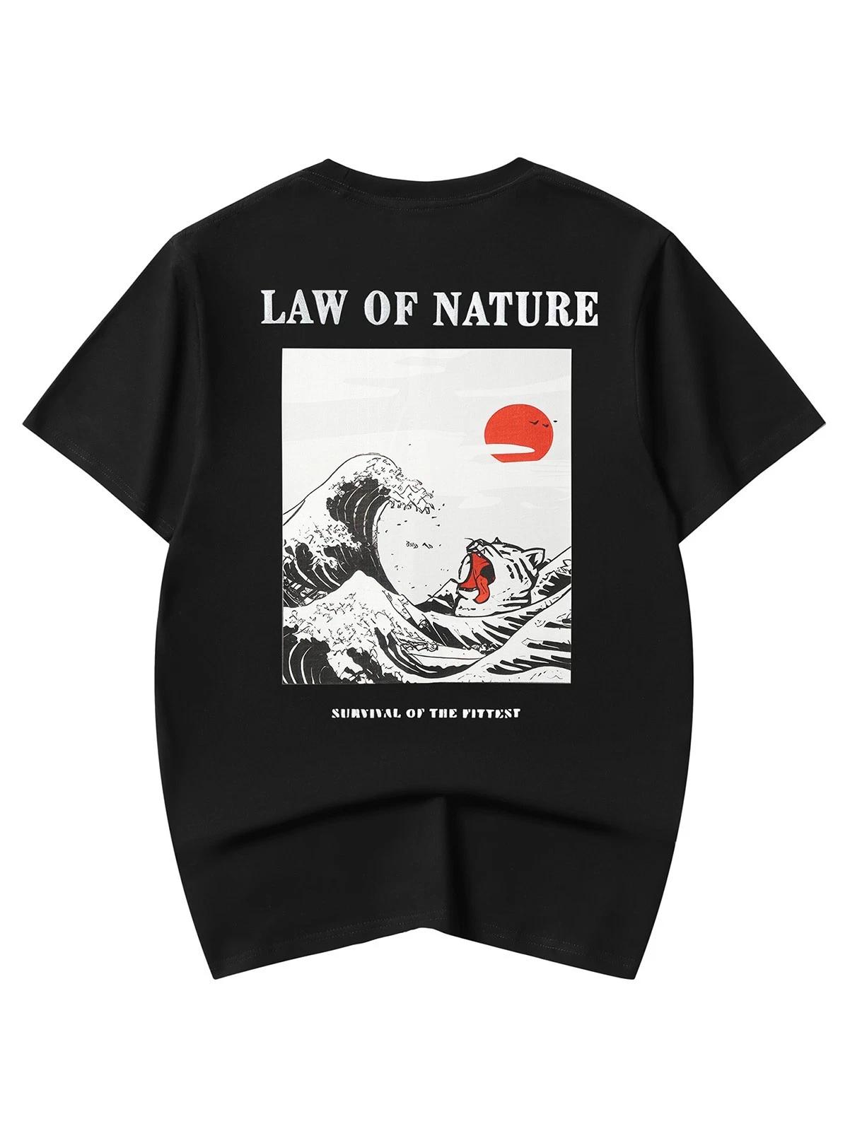 

Niepce Men s Law of Nature Graphic Tee Japanese Streetwear Short Sleeves T-Shirt XL
