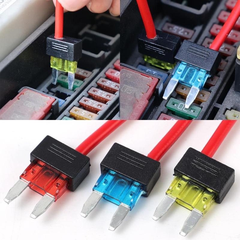 Mini ATM APM Blade Fuse Tap Holder 16AWG Extension Wire Automotive Fuse Adapter Cable Car Truck Circuit Protection Accessories Fuses4