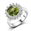 Retro CopperFlower Rings for Women with Peridot Stone Shining Luxury  Party Wedding Engagement Accessory Jewelry