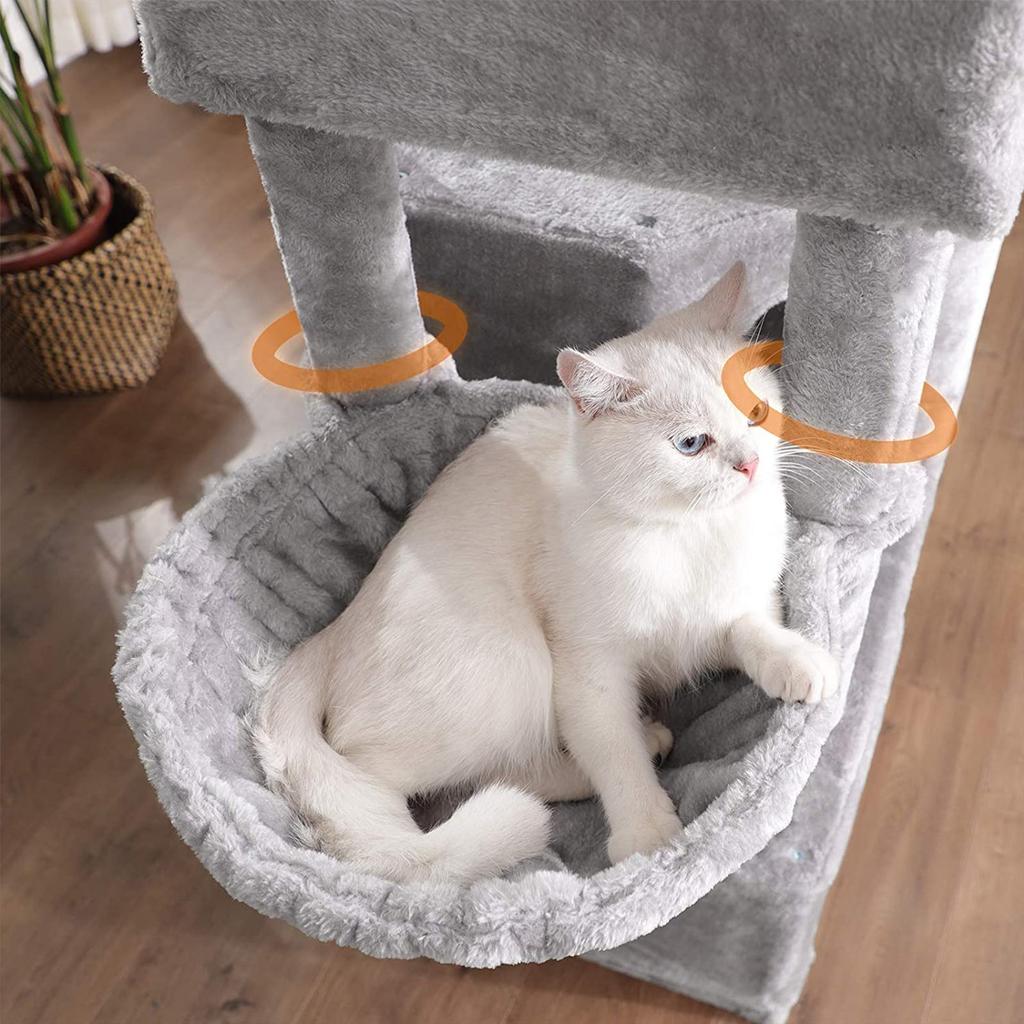 FEANDREA Grande Albero per Gatti con 3 Grotte per Gatti, Torre per Gatti di 164 cm, Grigio Chiaro