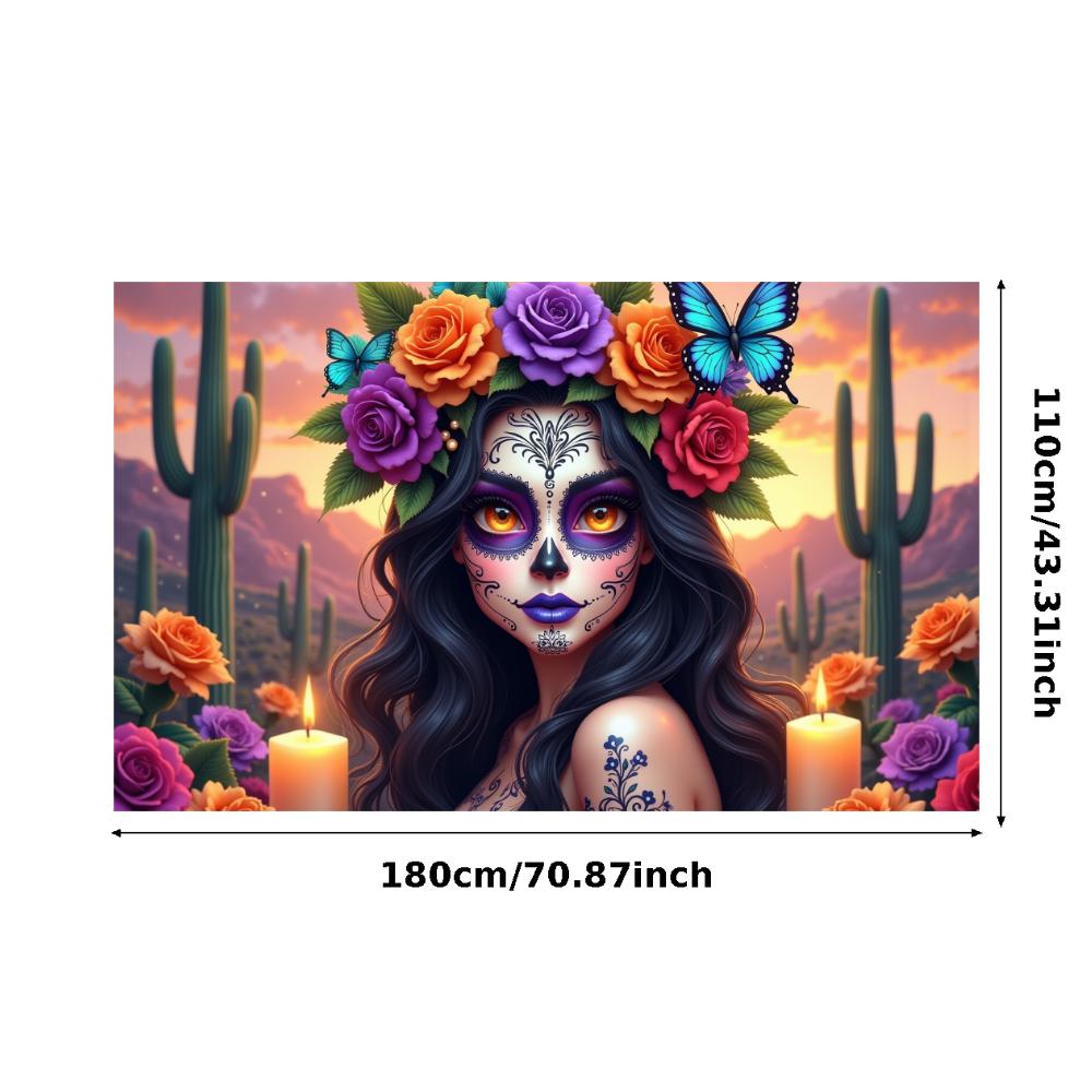 

Traditional Celebration Banner Sugar Skull Mexican Holiday Decor Cultural Celebration Decorative Pattern Festival Decoration