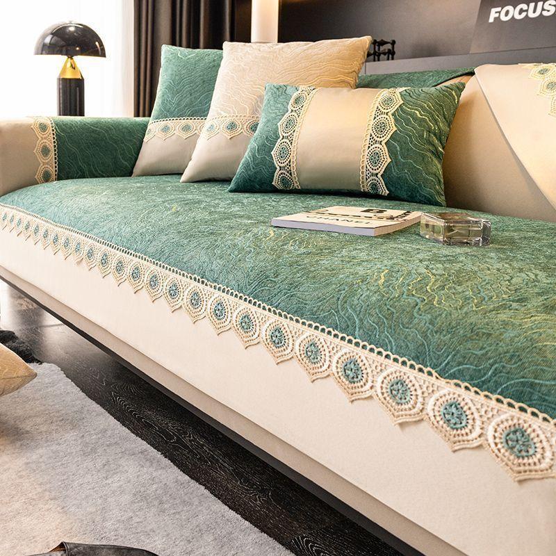 Chenille Sofa Cushion All-Season Universal Seat Cushion Non-Slip Simple and Light Luxury Cushion Affordable Luxury Style Sofa Cover